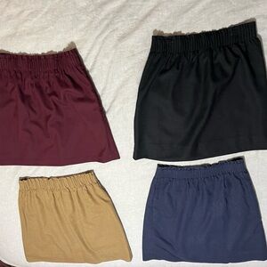 J Crew skirts. Navy is linen blend and the rest are wool blend. Size 2